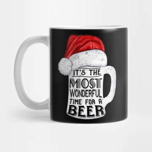 The Most Wonderful Time For A Beer Santa Hat Christmas Mug